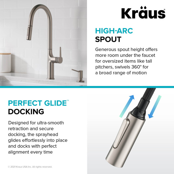 Kraus KPF-3101 Oletto™ Tall Modern Pull-Down Single Handle Kitchen Faucet
