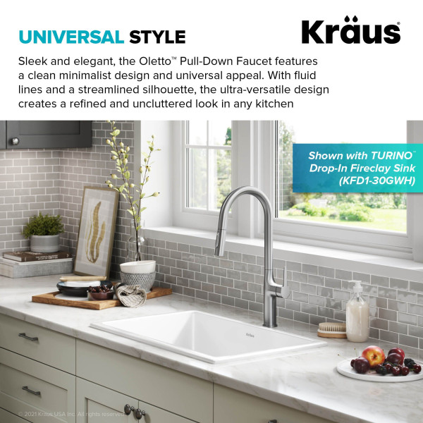 Kraus KPF-3101 Oletto™ Tall Modern Pull-Down Single Handle Kitchen Faucet