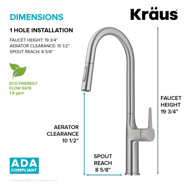 Kraus KPF-3101 Oletto™ Tall Modern Pull-Down Single Handle Kitchen Faucet