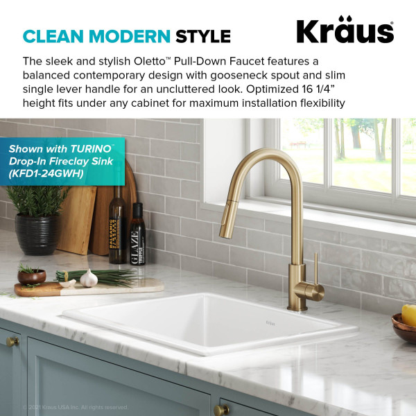 Kraus KPF-3104 Oletto™ Contemporary Pull-Down Single Handle Kitchen Faucet