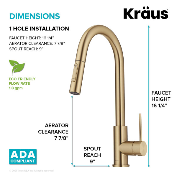 Kraus KPF-3104 Oletto™ Contemporary Pull-Down Single Handle Kitchen Faucet