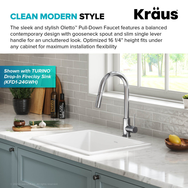 Kraus KPF-3104 Oletto™ Contemporary Pull-Down Single Handle Kitchen Faucet