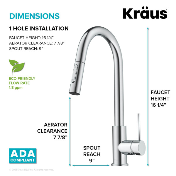 Kraus KPF-3104 Oletto™ Contemporary Pull-Down Single Handle Kitchen Faucet