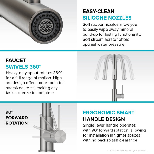 Kraus KPF-3104 Oletto™ Contemporary Pull-Down Single Handle Kitchen Faucet