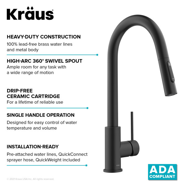 Kraus KPF-3104 Oletto™ Contemporary Pull-Down Single Handle Kitchen Faucet