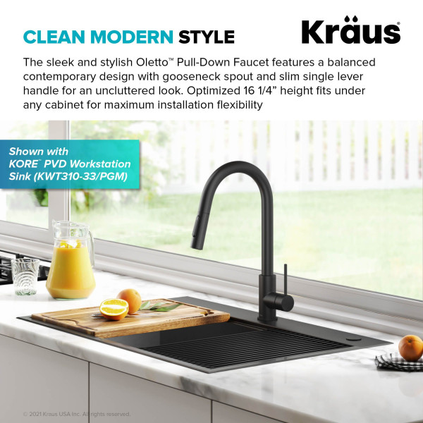 Kraus KPF-3104 Oletto™ Contemporary Pull-Down Single Handle Kitchen Faucet