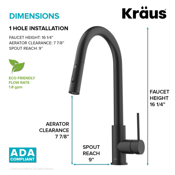 Kraus KPF-3104 Oletto™ Contemporary Pull-Down Single Handle Kitchen Faucet