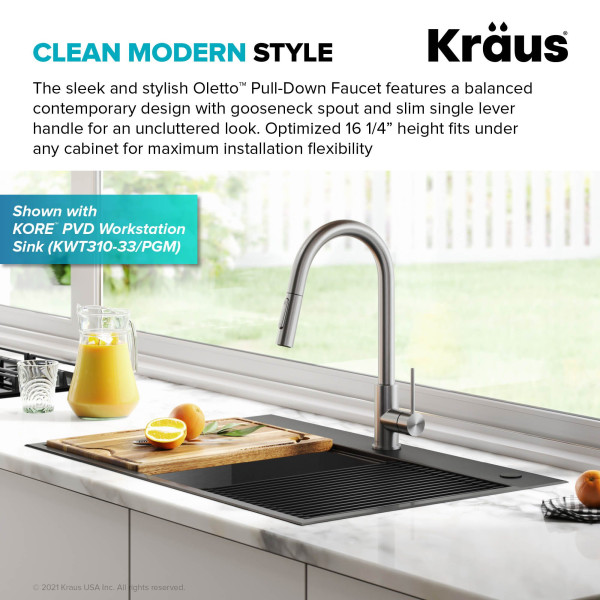 Kraus KPF-3104 Oletto™ Contemporary Pull-Down Single Handle Kitchen Faucet