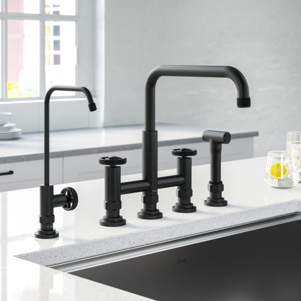 Kraus KPF-3125-FF-101 Bridge Kitchen Faucet and Water Filter Faucet Combo