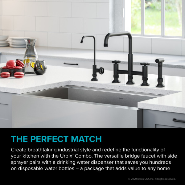Kraus KPF-3125-FF-101 Bridge Kitchen Faucet and Water Filter Faucet Combo