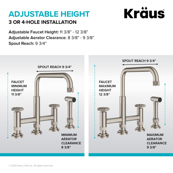 Kraus KPF-3125-FF-101 Bridge Kitchen Faucet and Water Filter Faucet Combo