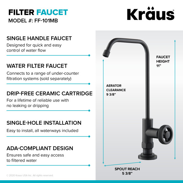 Kraus KPF-3125-FF-101 Bridge Kitchen Faucet and Water Filter Faucet Combo