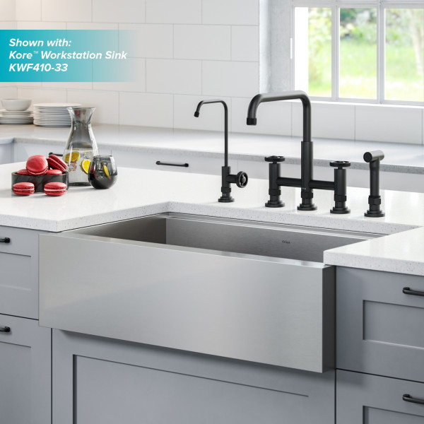 Kraus KPF-3125-FF-101 Bridge Kitchen Faucet and Water Filter Faucet Combo