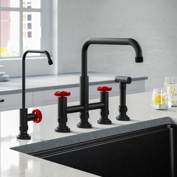 Kraus KPF-3125-FF-101 Bridge Kitchen Faucet and Water Filter Faucet Combo