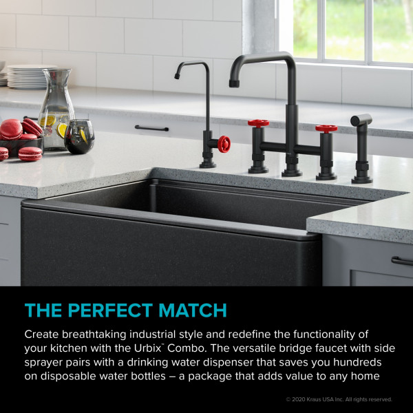 Kraus KPF-3125-FF-101 Bridge Kitchen Faucet and Water Filter Faucet Combo