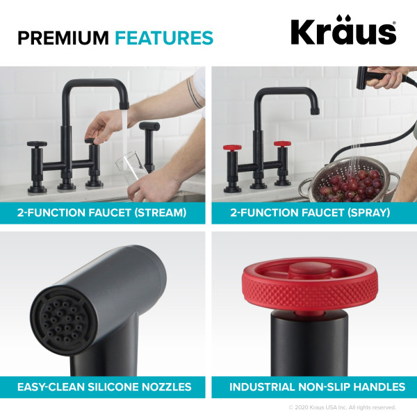 Kraus KPF-3125-FF-101 Bridge Kitchen Faucet and Water Filter Faucet Combo