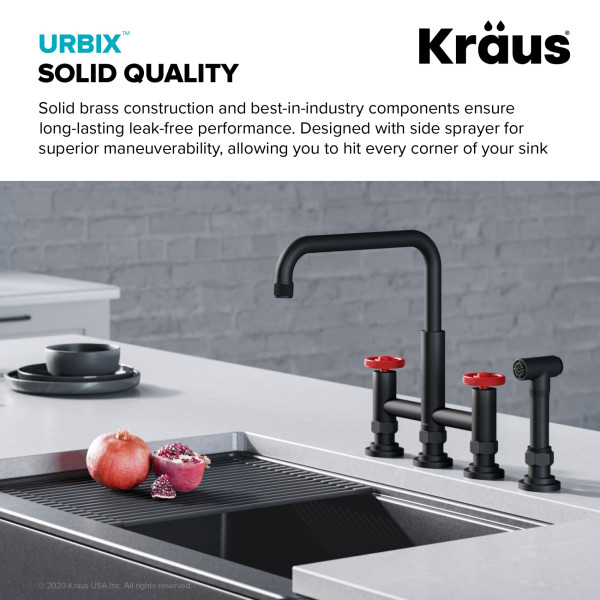 Kraus KPF-3125-FF-101 Bridge Kitchen Faucet and Water Filter Faucet Combo