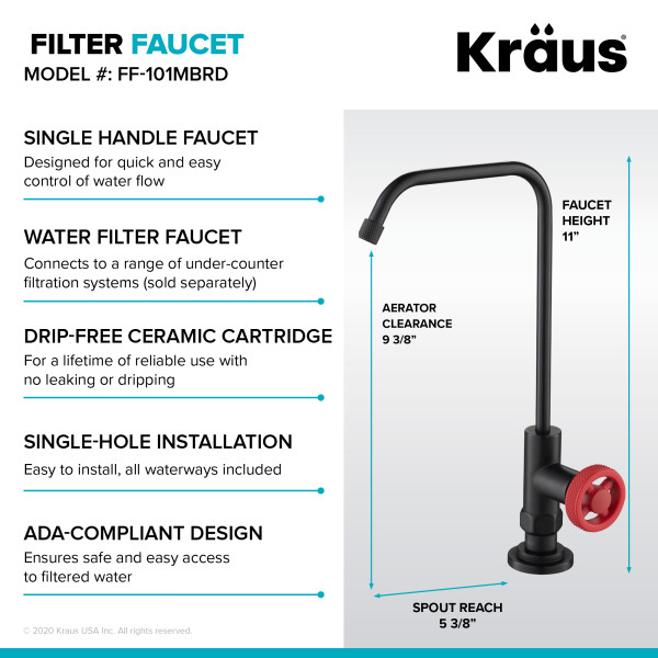 Kraus KPF-3125-FF-101 Bridge Kitchen Faucet and Water Filter Faucet Combo