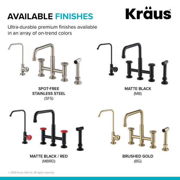 Kraus KPF-3125-FF-101 Bridge Kitchen Faucet and Water Filter Faucet Combo