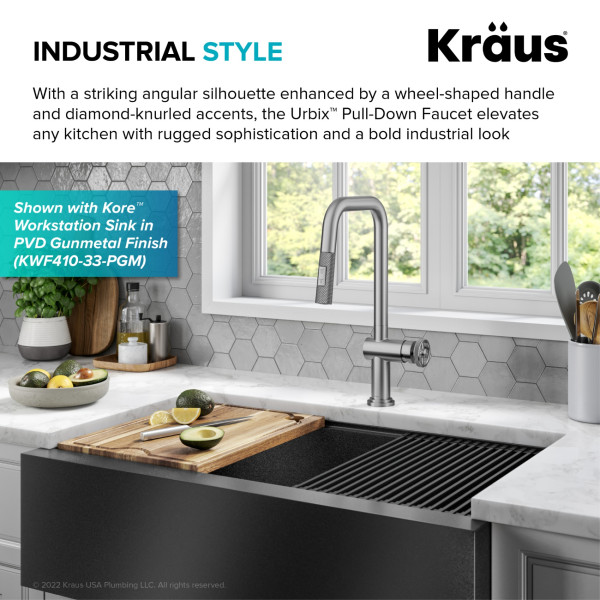 Kraus KPF-3126 Urbix™ Industrial Pull-Down Single Handle Kitchen Faucet