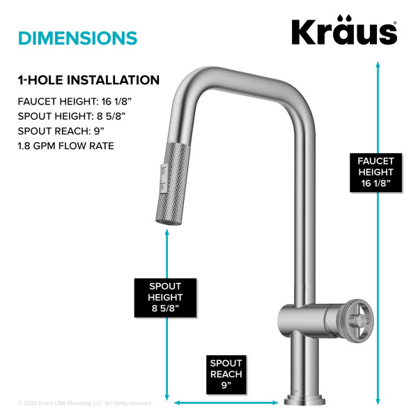 Kraus KPF-3126 Urbix™ Industrial Pull-Down Single Handle Kitchen Faucet