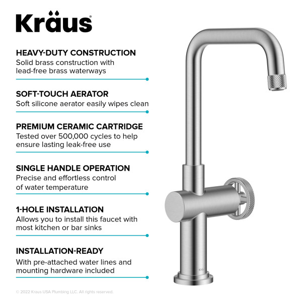 Kraus KPF-3127 Urbix™ Industrial Single Handle Kitchen Bar Faucet