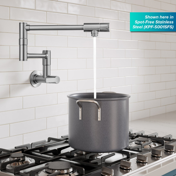 KRAUS KPF-5001MB Wall Mount Pot Filler Kitchen Faucet w/ Arm in Matte Black