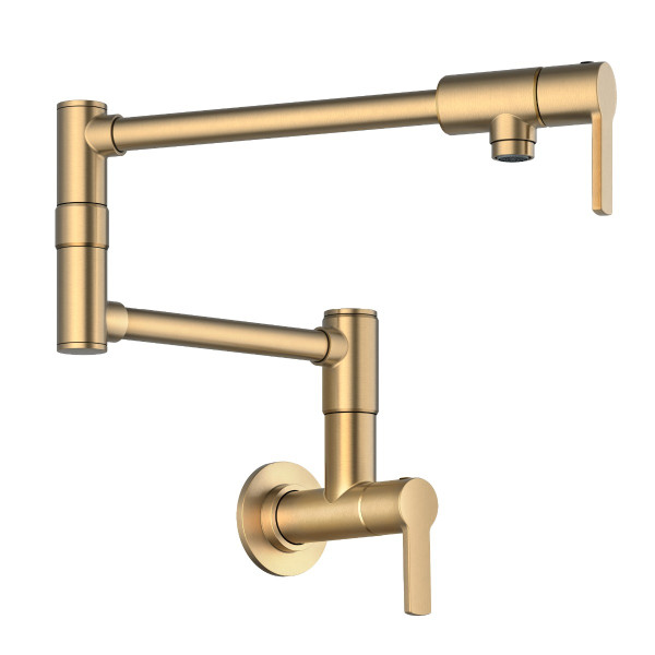 KRAUS KPF-5001SFBB Wall Mount Pot Filler Kitchen Faucet w/ Arm in Brushed Brass