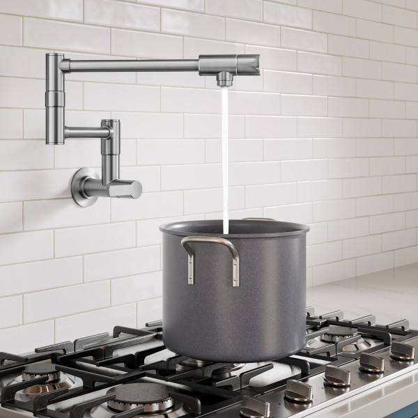 KRAUS KPF-5001SFS Wall Mount Pot Filler Kitchen Faucet w/ Arm in Stainless Steel