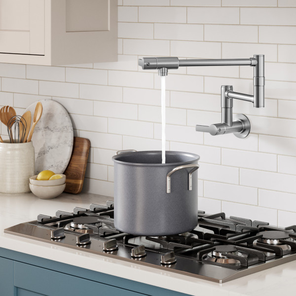 KRAUS KPF-5001SFS Wall Mount Pot Filler Kitchen Faucet w/ Arm in Stainless Steel