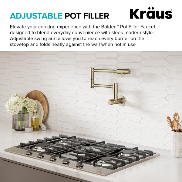 KRAUS KPF-5003SFACB Wall Mount Pot Filler Kitchen Faucet w/ Arm in Bronze