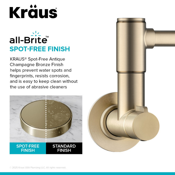 KRAUS KPF-5003SFACB Wall Mount Pot Filler Kitchen Faucet w/ Arm in Bronze