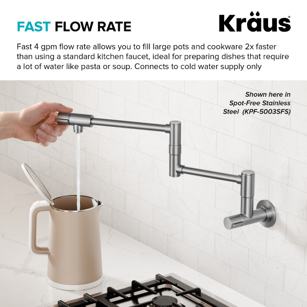 KRAUS KPF-5003SFACB Wall Mount Pot Filler Kitchen Faucet w/ Arm in Bronze