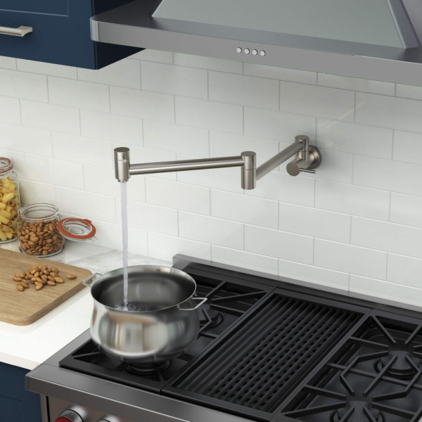 KIBI KPF601BN Circular Pot Filler In Brushed Nickel