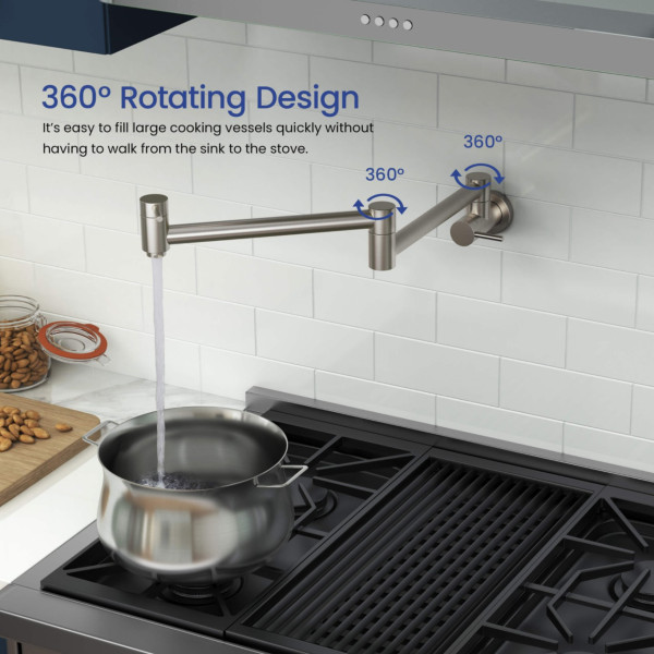 KIBI KPF601BN Circular Pot Filler In Brushed Nickel