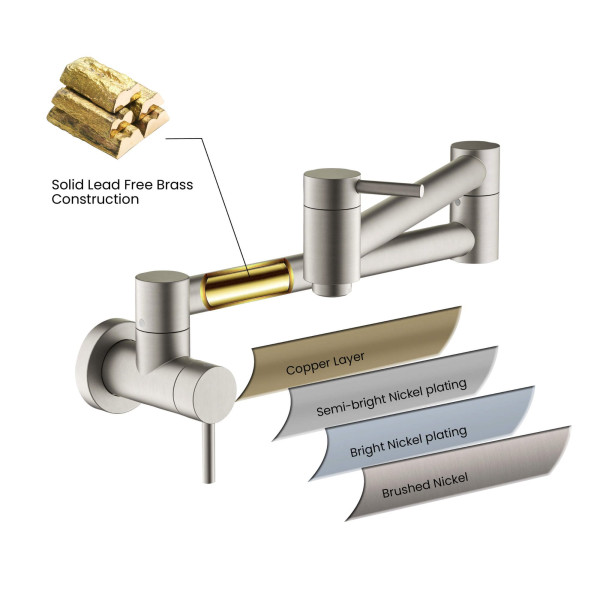 KIBI KPF601BN Circular Pot Filler In Brushed Nickel