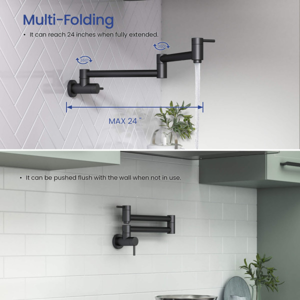 KIBI KPF601MB Circular Pot Filler In Matte Black