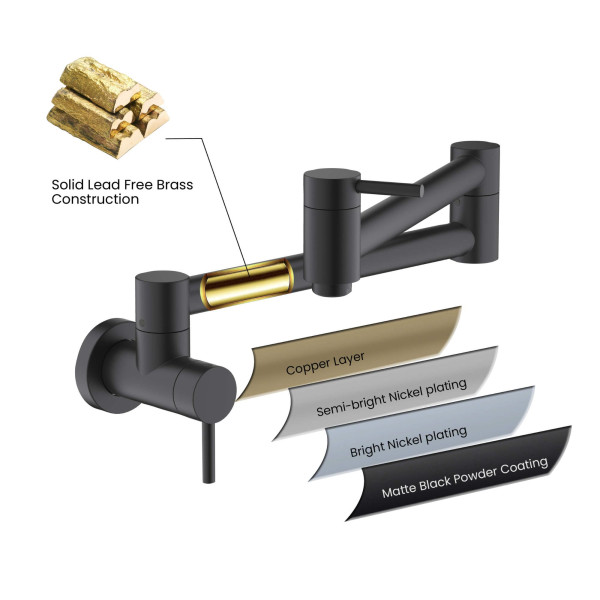 KIBI KPF601MB Circular Pot Filler In Matte Black