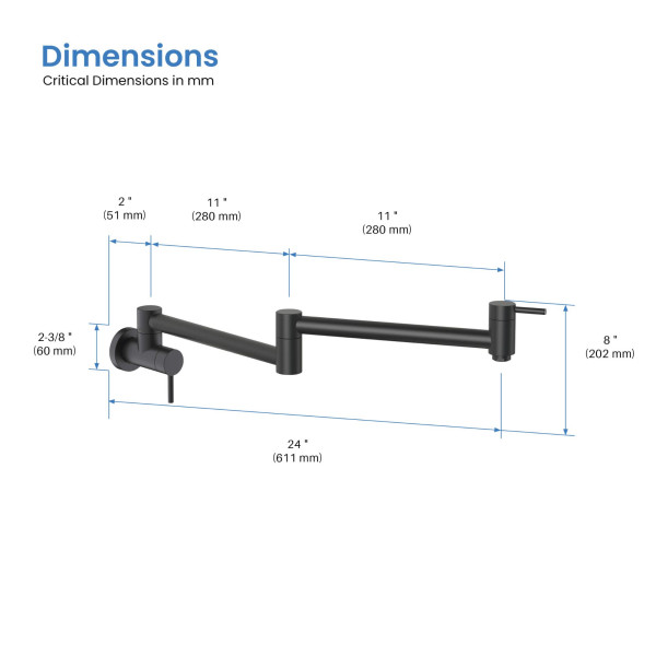 KIBI KPF601MB Circular Pot Filler In Matte Black