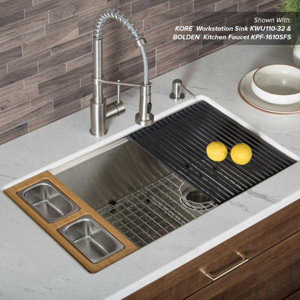 KRAUS KSC-1001BB Workstation Kitchen Sink Serving Board Set w/ Stainless Steel Bowl