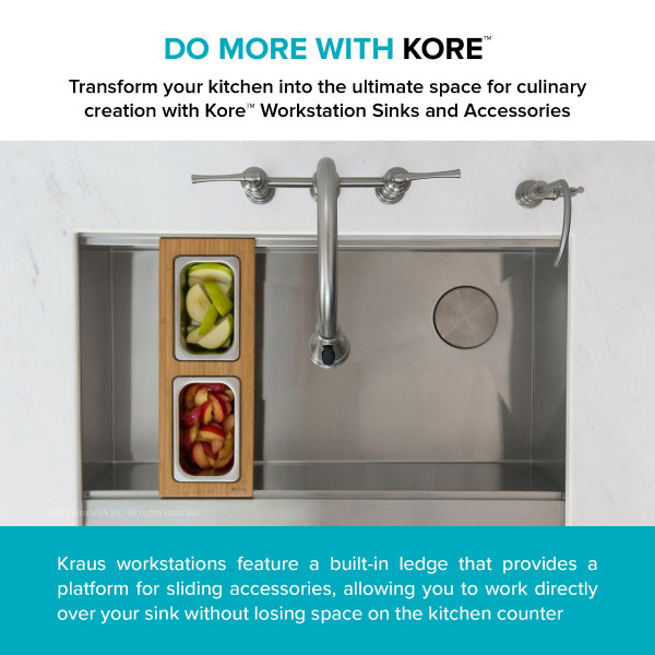 KRAUS KSC-1001BB Workstation Kitchen Sink Serving Board Set w/ Stainless Steel Bowl