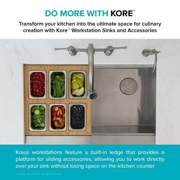 KRAUS KSC-1004BB Workstation Kitchen Sink Serving Board Set w/ Stainless Steel Bowl
