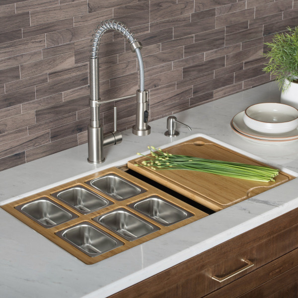 KRAUS KSC-1004BB Workstation Kitchen Sink Serving Board Set w/ Stainless Steel Bowl