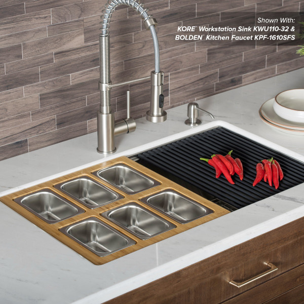 KRAUS KSC-1004BB Workstation Kitchen Sink Serving Board Set w/ Stainless Steel Bowl