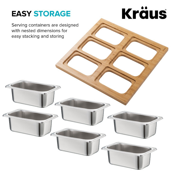 KRAUS KSC-1004BB Workstation Kitchen Sink Serving Board Set w/ Stainless Steel Bowl