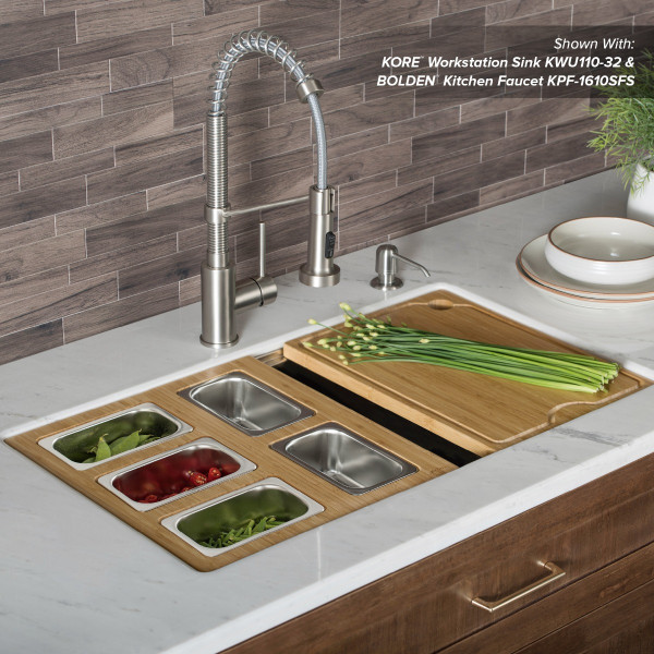 KRAUS KSC-1005BB Workstation Kitchen Sink Serving Board Set w/ Stainless Steel Bowl