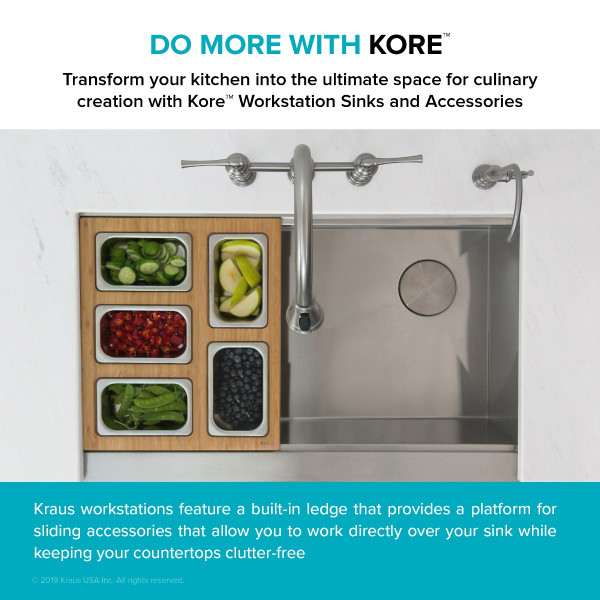 KRAUS KSC-1005BB Workstation Kitchen Sink Serving Board Set w/ Stainless Steel Bowl