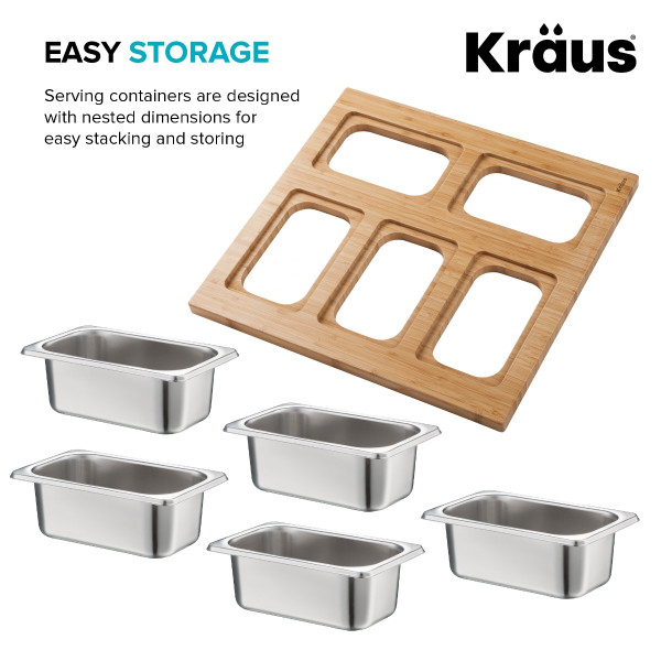 KRAUS KSC-1005BB Workstation Kitchen Sink Serving Board Set w/ Stainless Steel Bowl