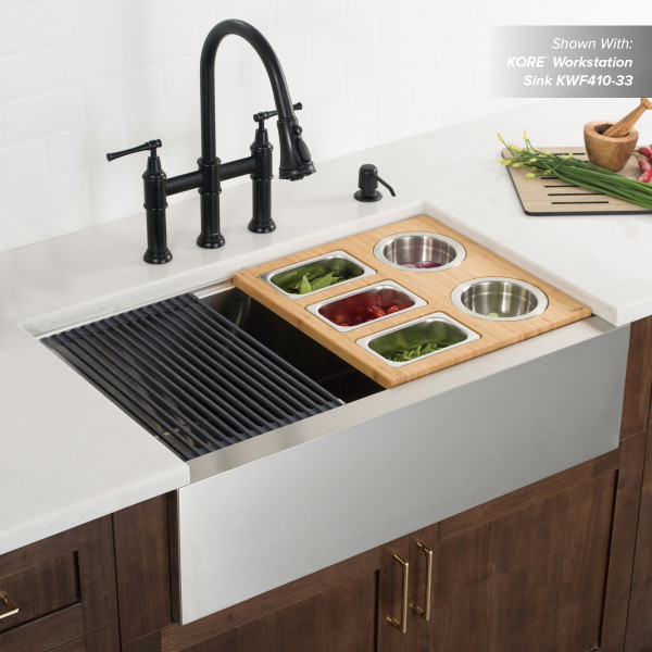 KRAUS KSC-1006BB Workstation Kitchen Sink Serving Board Set with Stainless Steel Bowl