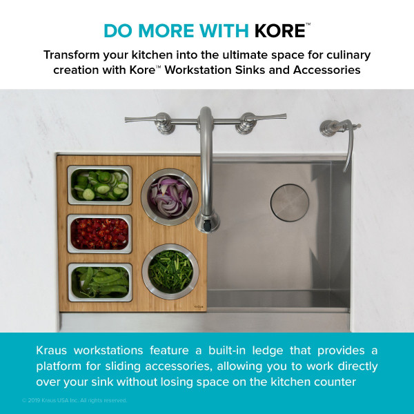 KRAUS KSC-1006BB Workstation Kitchen Sink Serving Board Set with Stainless Steel Bowl